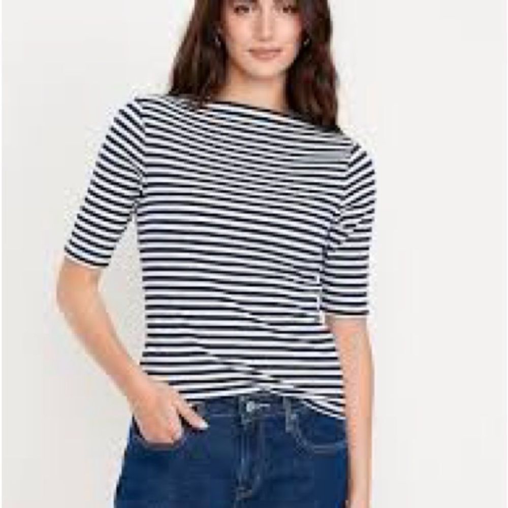 J. Crew Black and White Striped Long Sleeve Tee